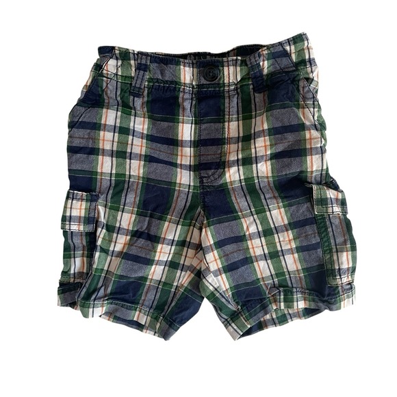 Sonoma Other - Sonoma Boy's Size 4T Cargo Shorts Plaid Green Blue Orange 100% Cotton